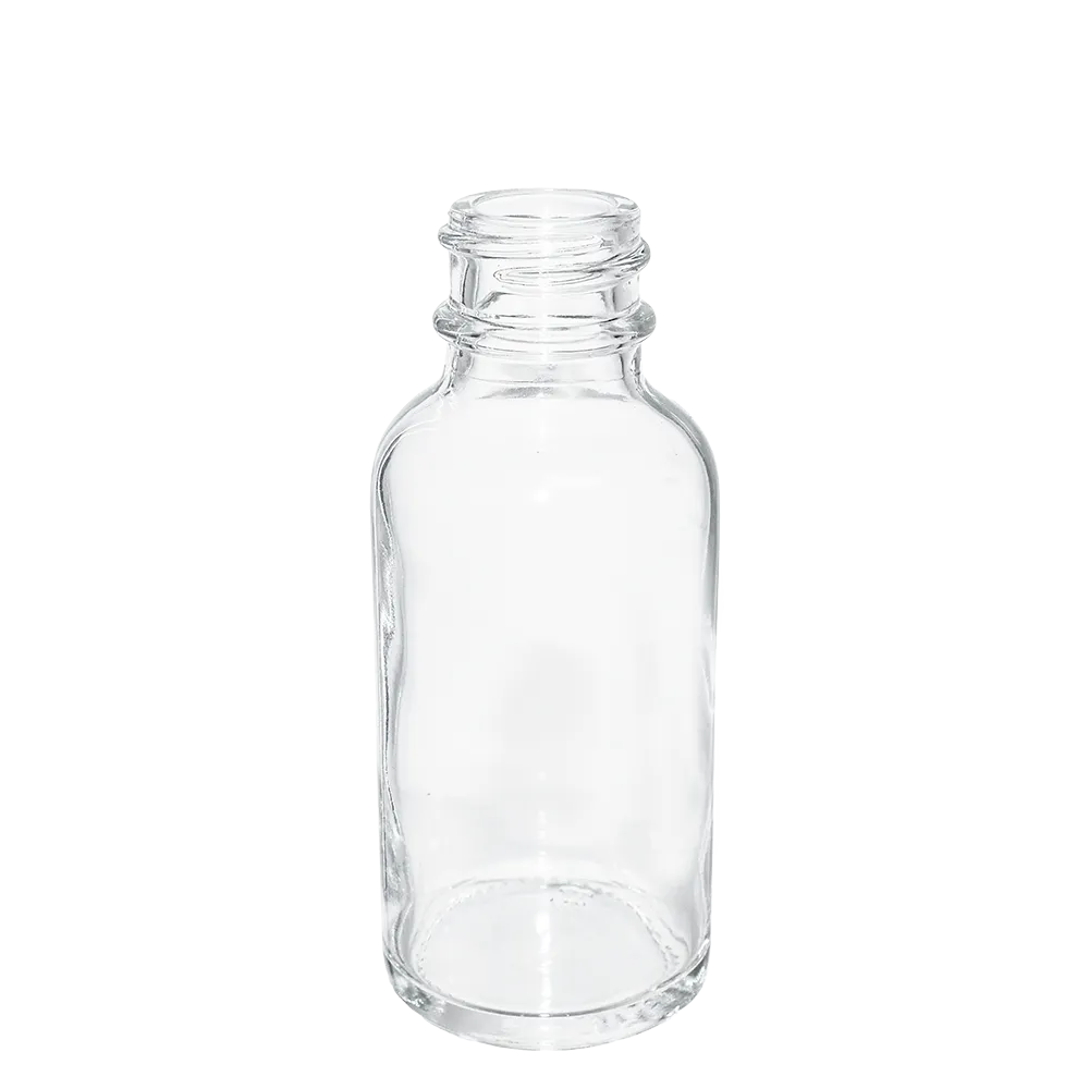 1 oz. Clear Boston Round with Black Child-Resistant Dropper (20/400) (V23) (V8)
