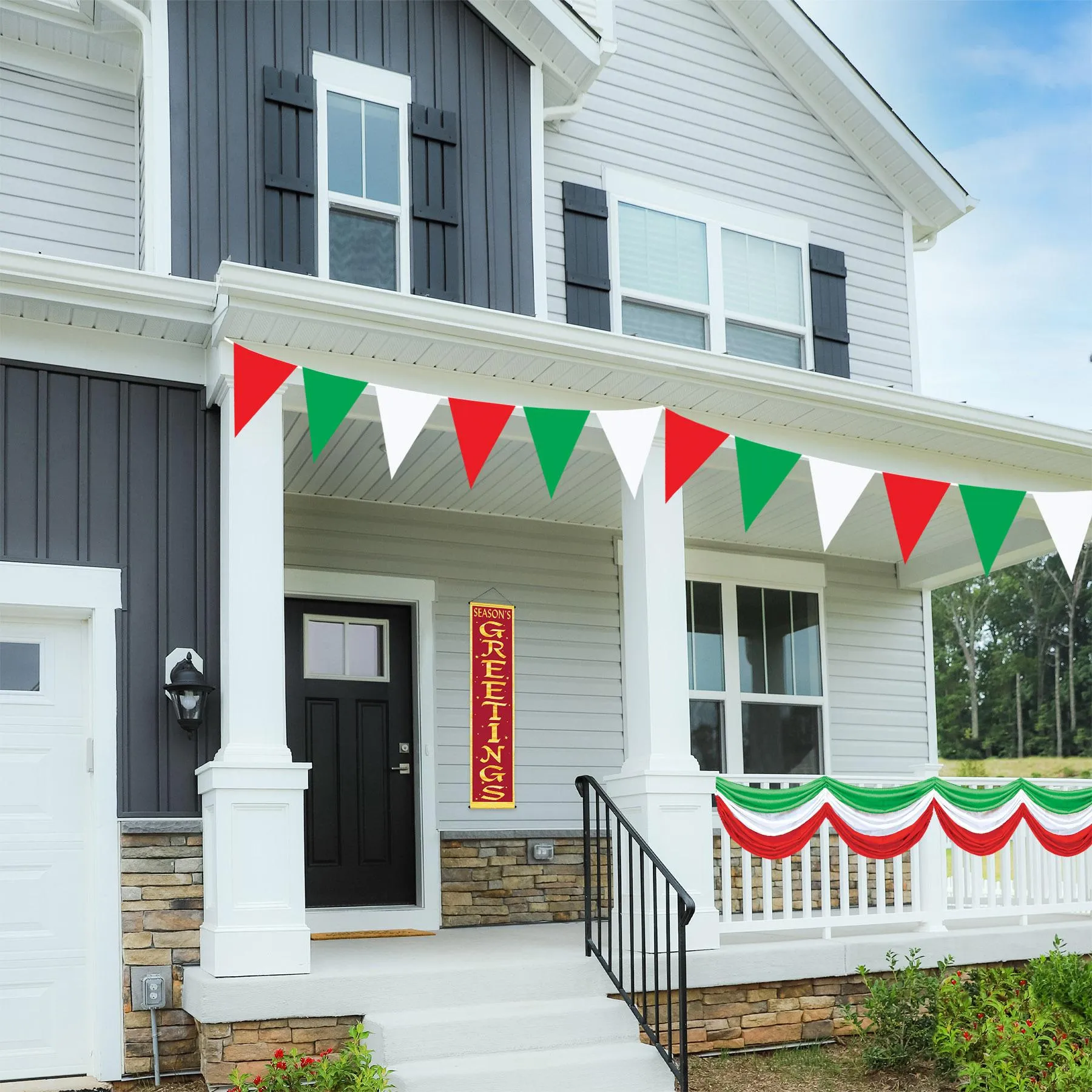30 ft. Red - White & Green Party Pennant Banner