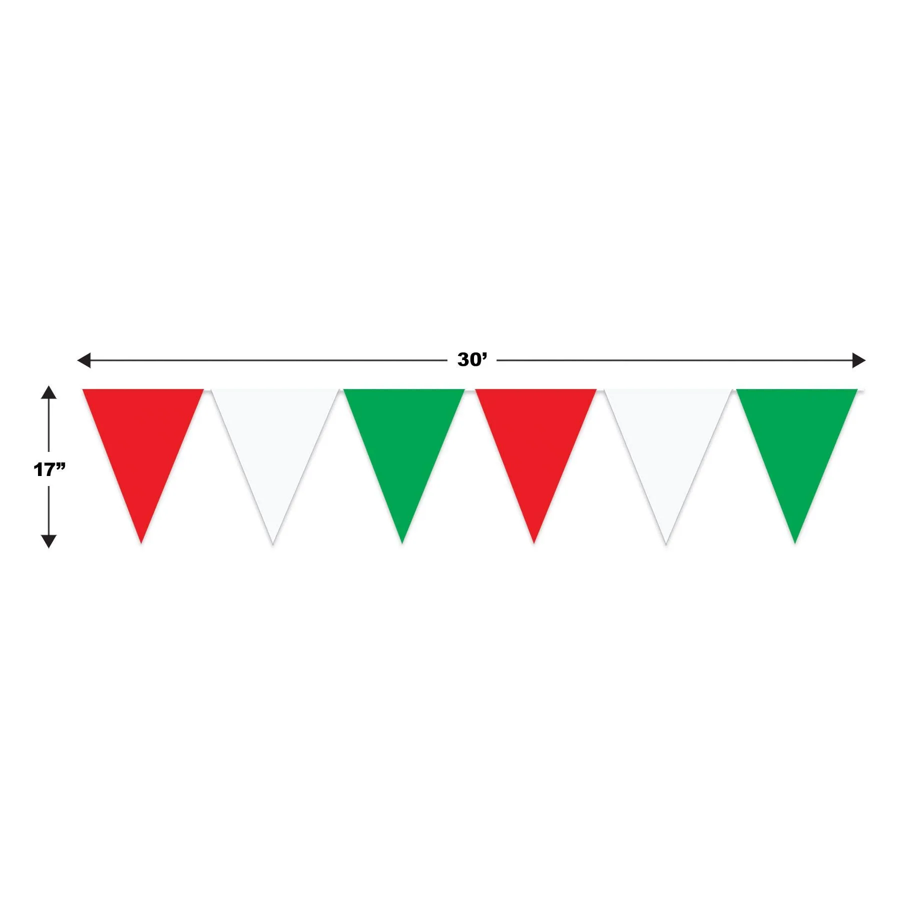 30 ft. Red - White & Green Party Pennant Banner