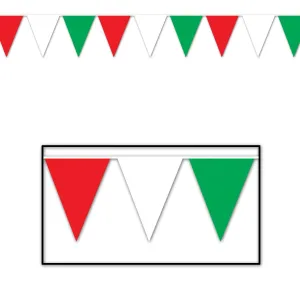 30 ft. Red - White & Green Party Pennant Banner