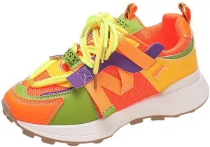 Autumn Ladies Casual Sneakers for Women Fashion Color Platform Shoes Mesh Breathable Lady Running Sporty Lace-up Shoes