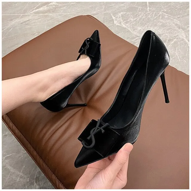 Bailamos 2021 HOT Elegant Metal Buckle Women Pumps Shoes Ladies Thin High Heel Pointed Toe Fashion Brand Dress Shoes Work Shoes