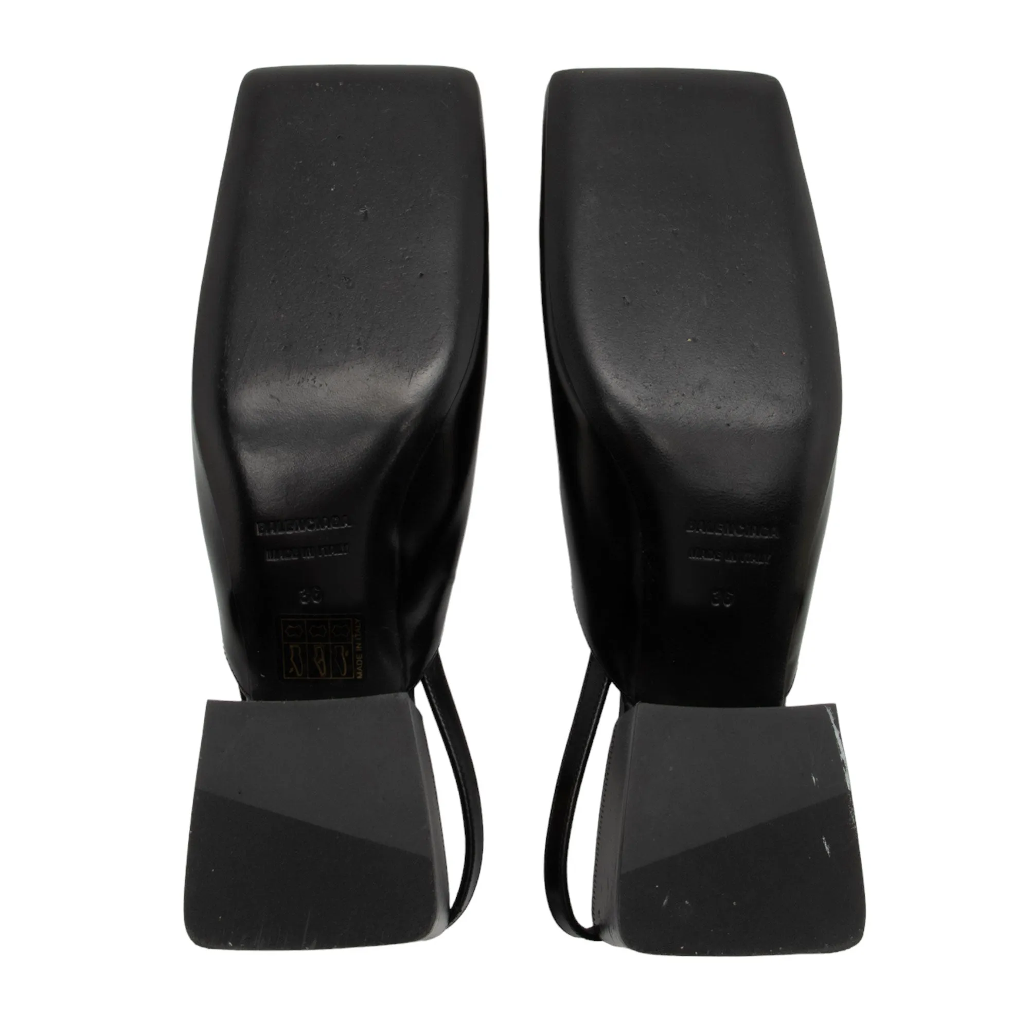 Balenciaga Leather Square Toe Slingback Pumps - Size 6 / 36 (SHF-ILGegn)