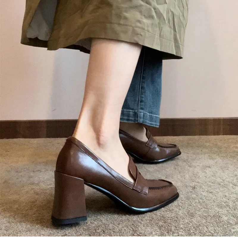 binfenxie 2024 Spring Classics Women Pumps Shoes Fashion Slip On Mary Jane Shoes Ladies Elegant Thick High Heel Square Toe Single Shoes