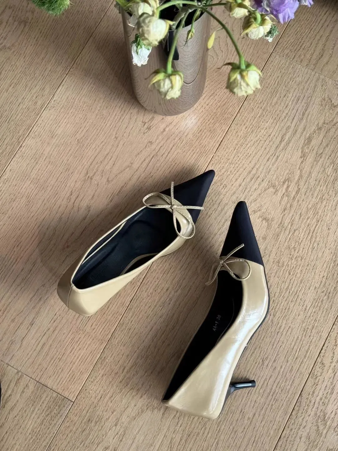 binfenxie  -  Sexy Women Pumps Office Shoes Pointed Toe Autumn Spring Dress Party Pumps Black Khaki Silver Shallow Slip On Elegant Bow Design