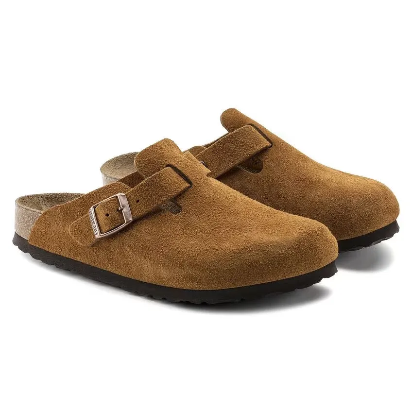 Birkenstock Boston Soft Footbed - Suede Leather - Mink