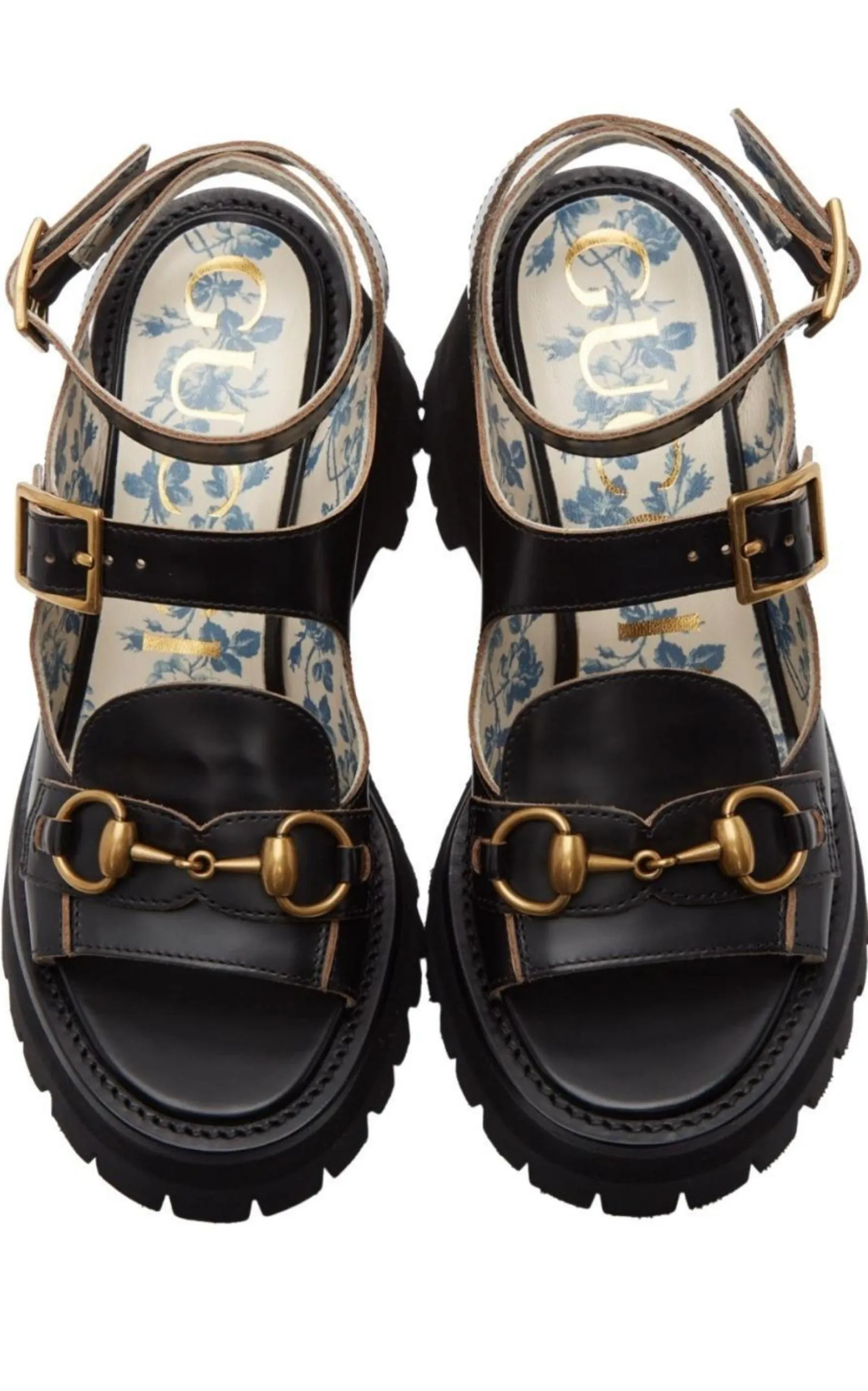 Black Horsebit Platform Sandals