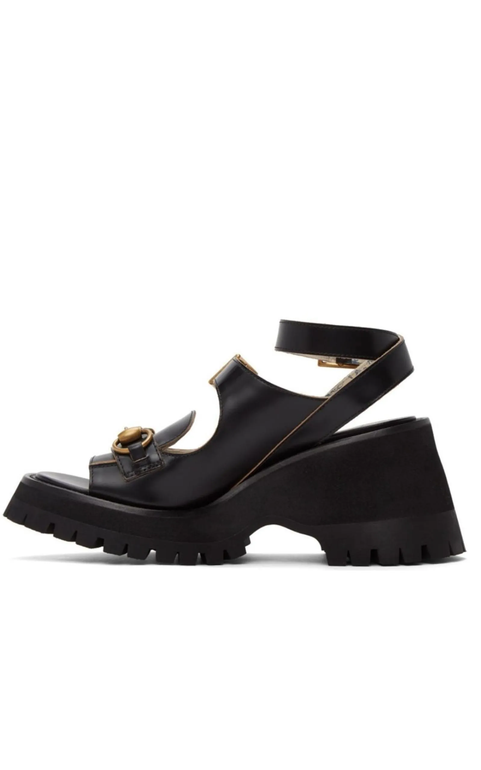 Black Horsebit Platform Sandals
