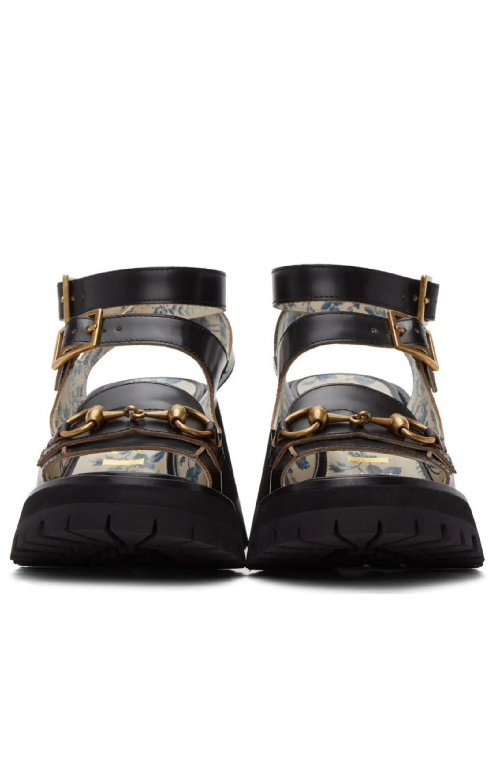 Black Horsebit Platform Sandals