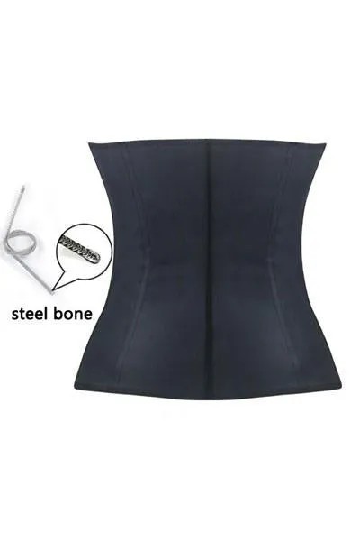 Black Latex Steel Boned Under Bust Corset