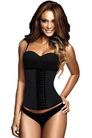 Black Latex Steel Boned Under Bust Corset