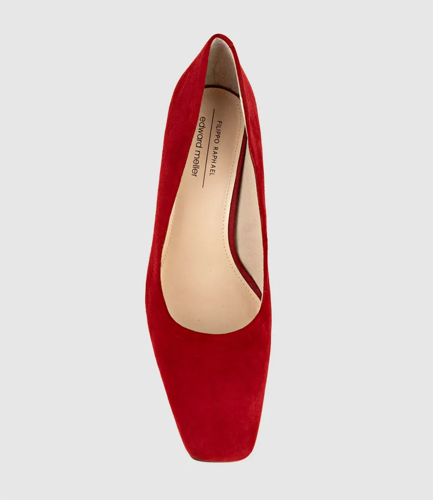 BROOKLYN85 Square Toe Pump in Cherry Suede