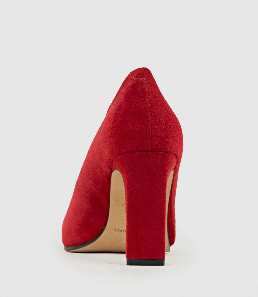 BROOKLYN85 Square Toe Pump in Cherry Suede