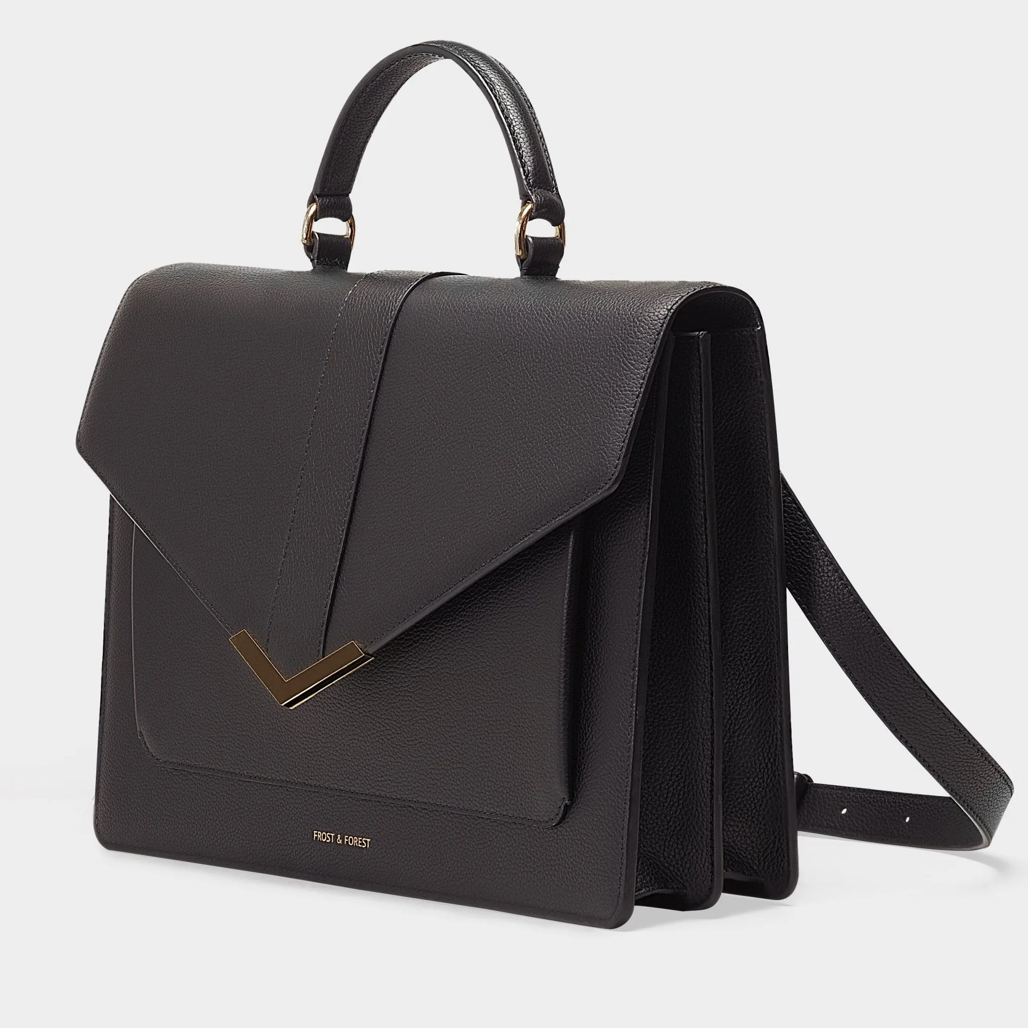 Crossbody Laptop Bag – Gold And Black Leather Computer Bag For Women