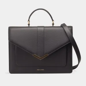 Crossbody Laptop Bag – Gold And Black Leather Computer Bag For Women