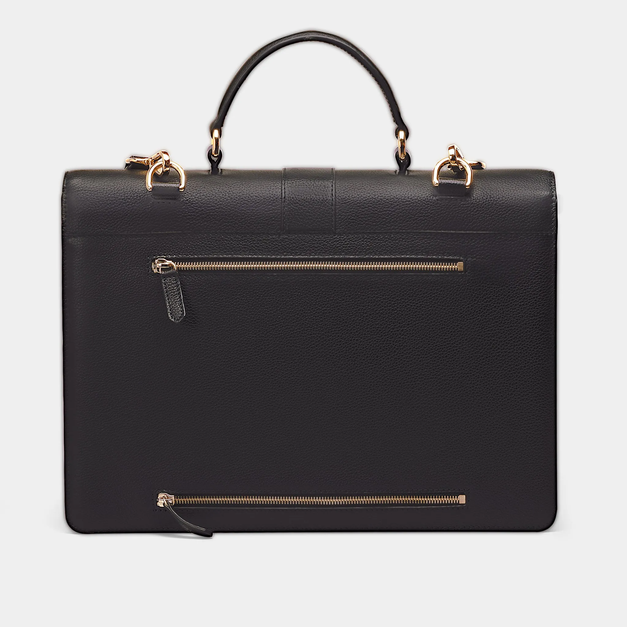 Crossbody Laptop Bag – Gold And Black Leather Computer Bag For Women