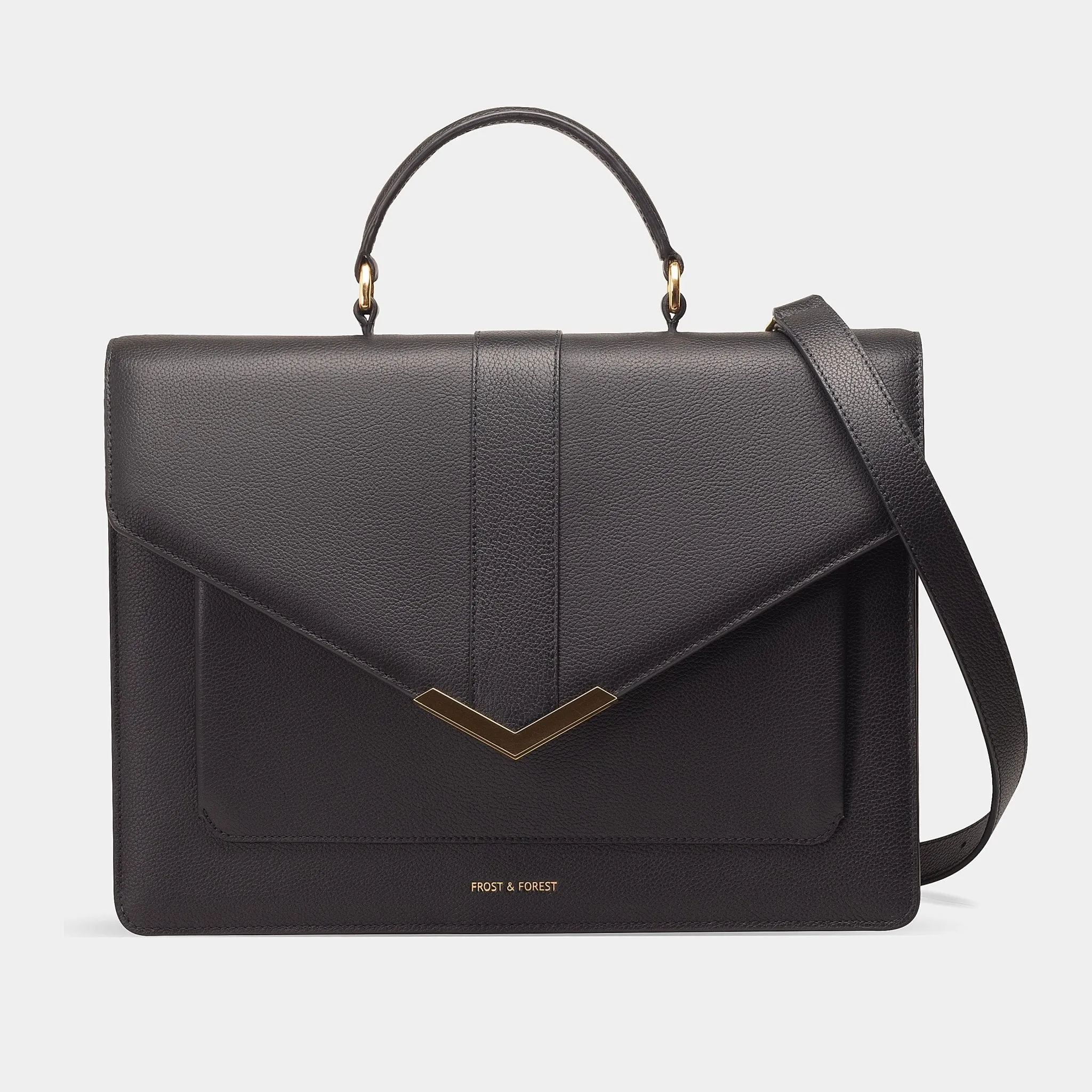 Crossbody Laptop Bag – Gold And Black Leather Computer Bag For Women