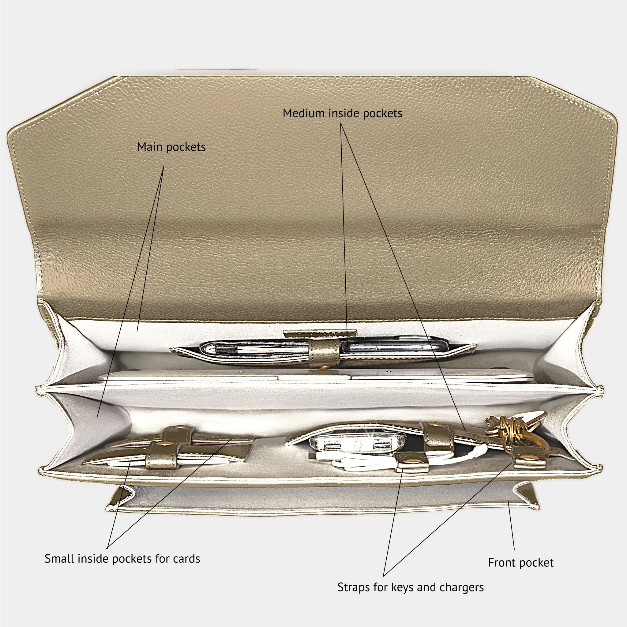 Crossbody Laptop Bag – Gold And Camel Leather Computer Bag For Women