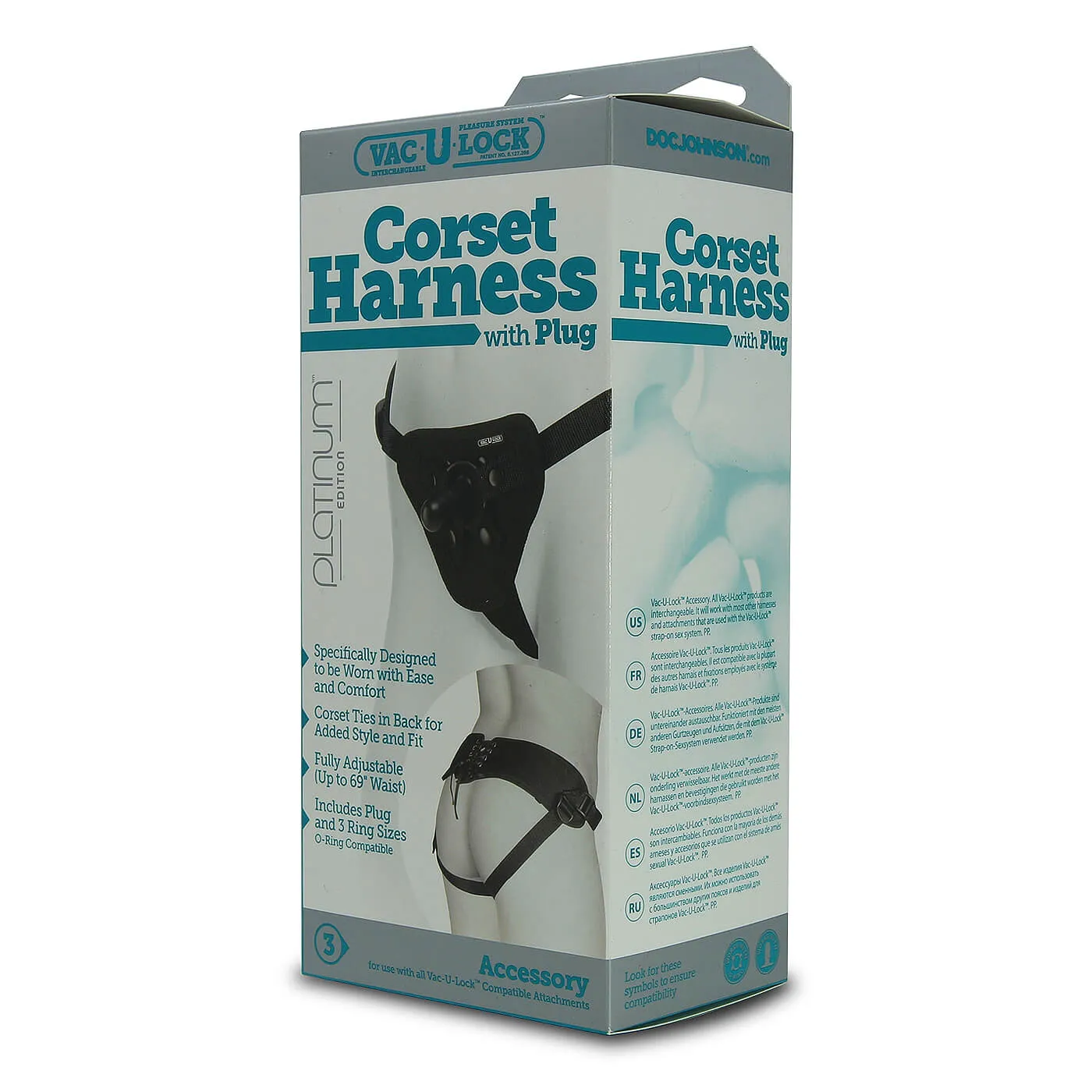 Doc Johnson Vac-U-Lock Platinum Corset Harness with Plug
