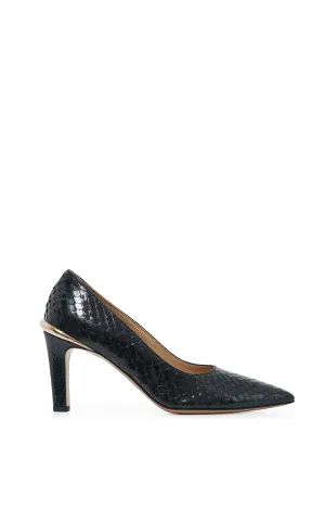Edwina High Heel Stiletto Pump in Black Inversa™ Python Skin