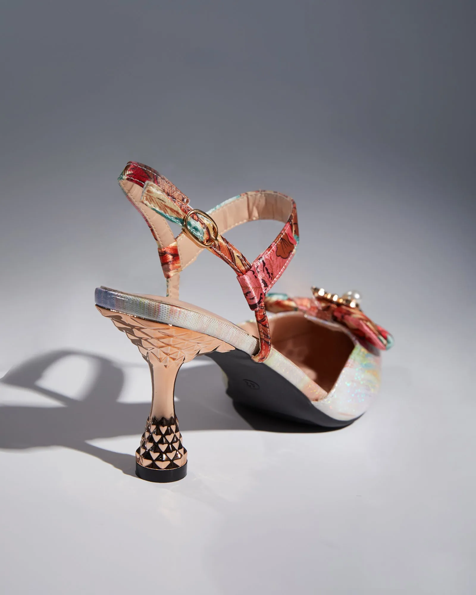 Elena Bow Flared Heel Slingback Pumps