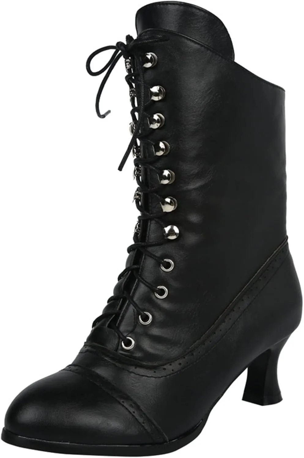 Erocalli Women Wedding Bridal Boots Victorian Boots Renaissance Boots Goth Witch Stuff Boots Lace Up Satin Lace Mid Calf Boot Tango Latin Ballroom Dance Evening Wedding Shoes