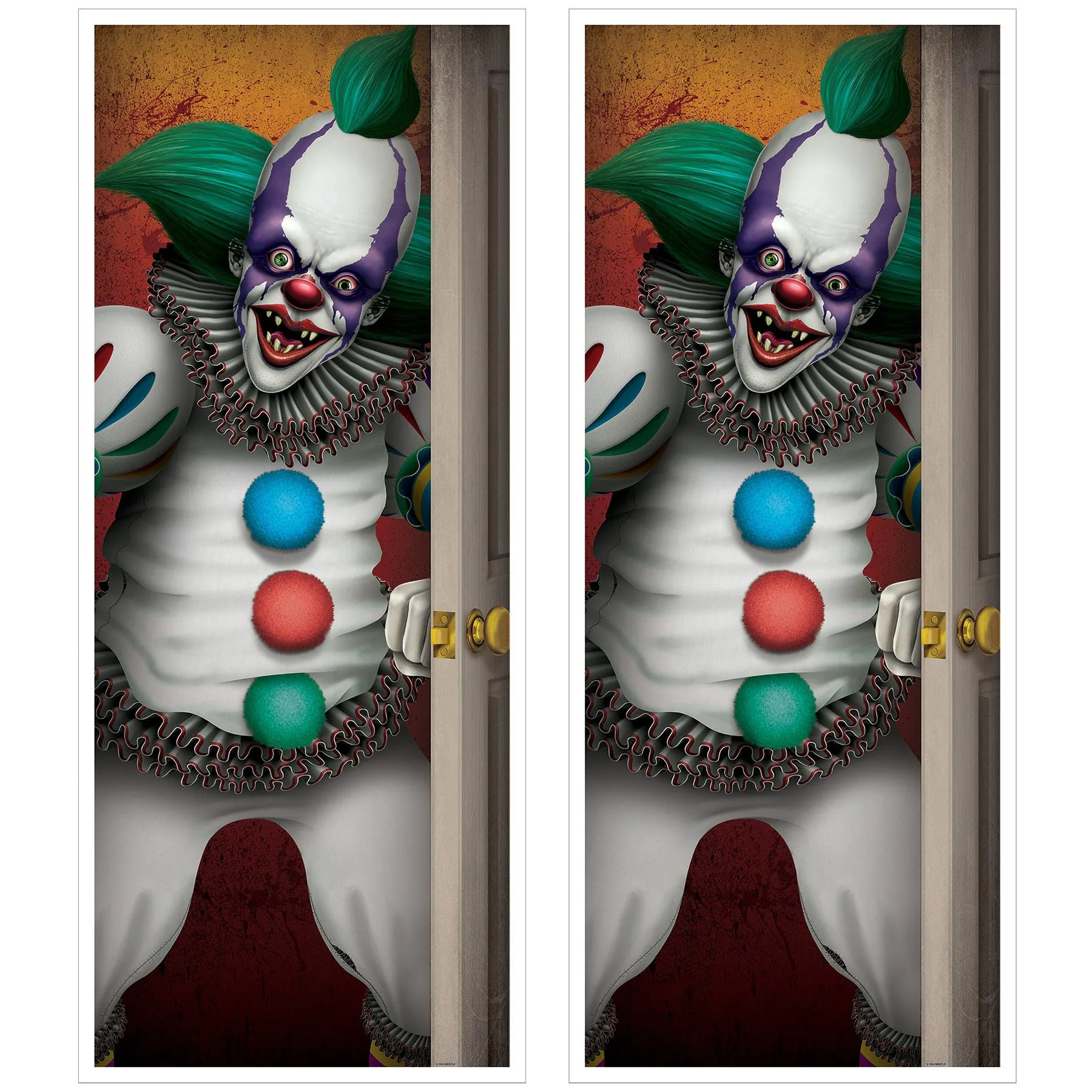 Halloween Creepy Clown Door Cover