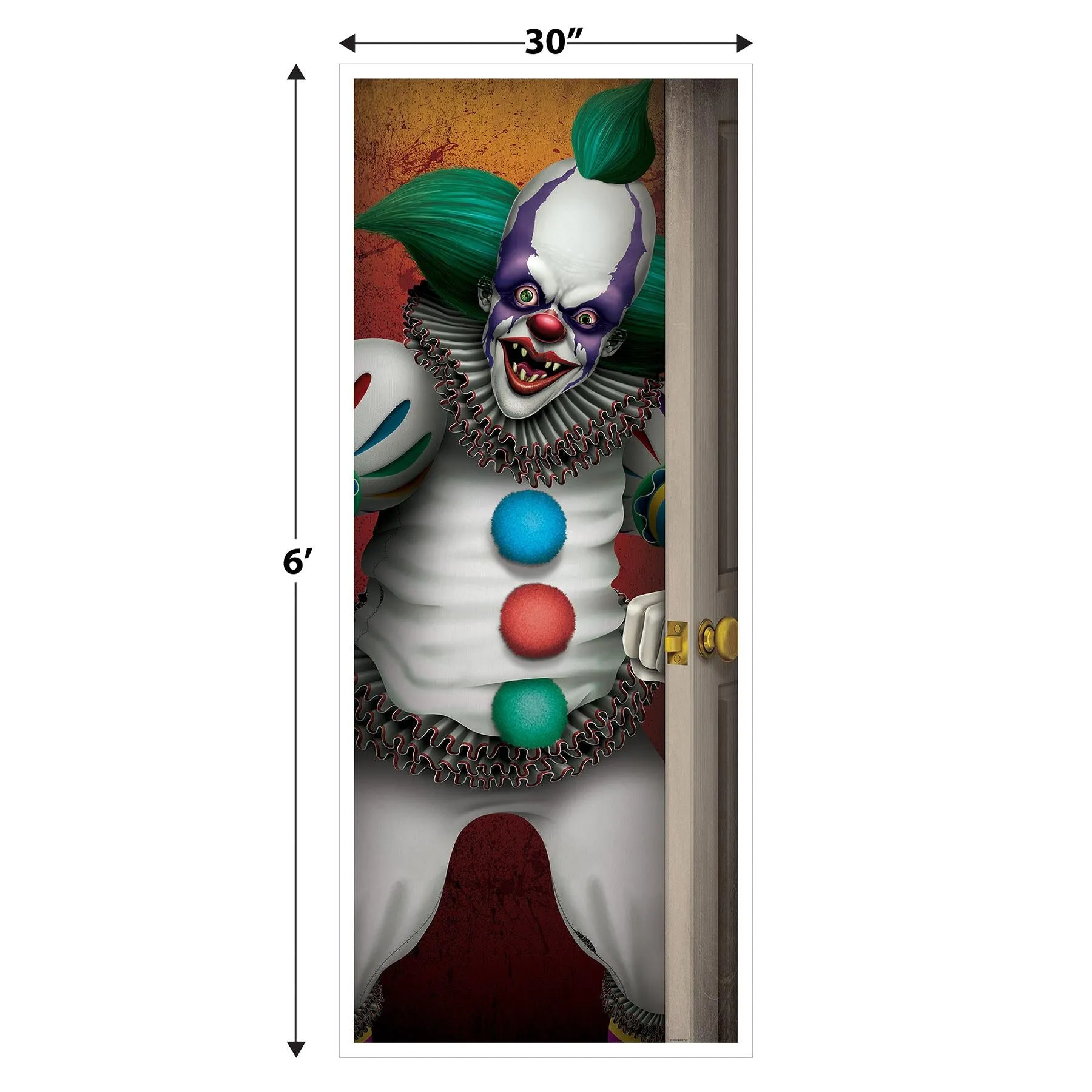 Halloween Creepy Clown Door Cover
