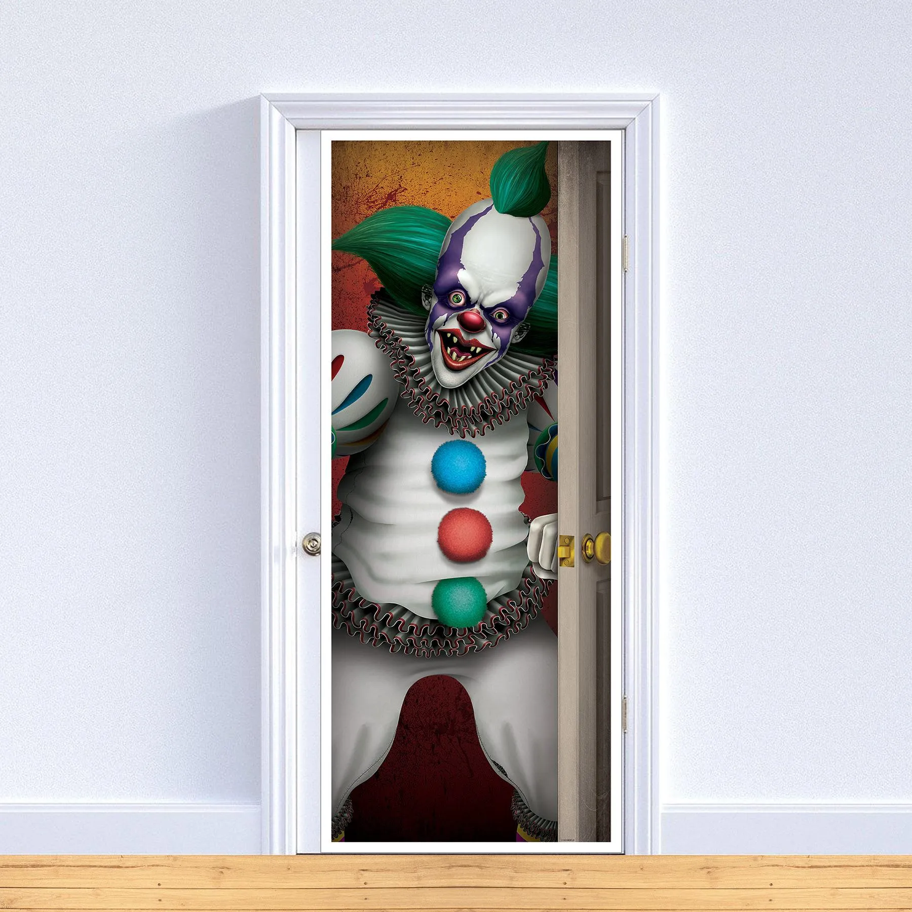 Halloween Creepy Clown Door Cover