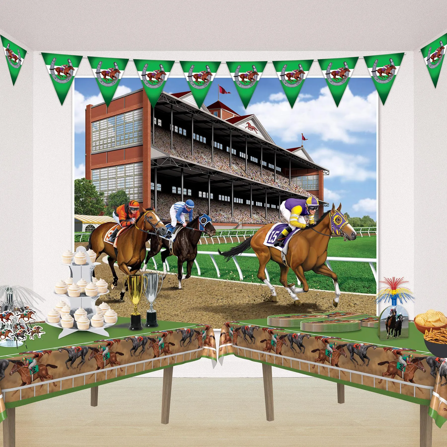 Horse Racing Party Pennant Banner