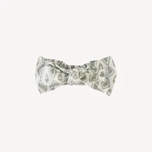 large bow elastic headband | painted argyle | bamboo