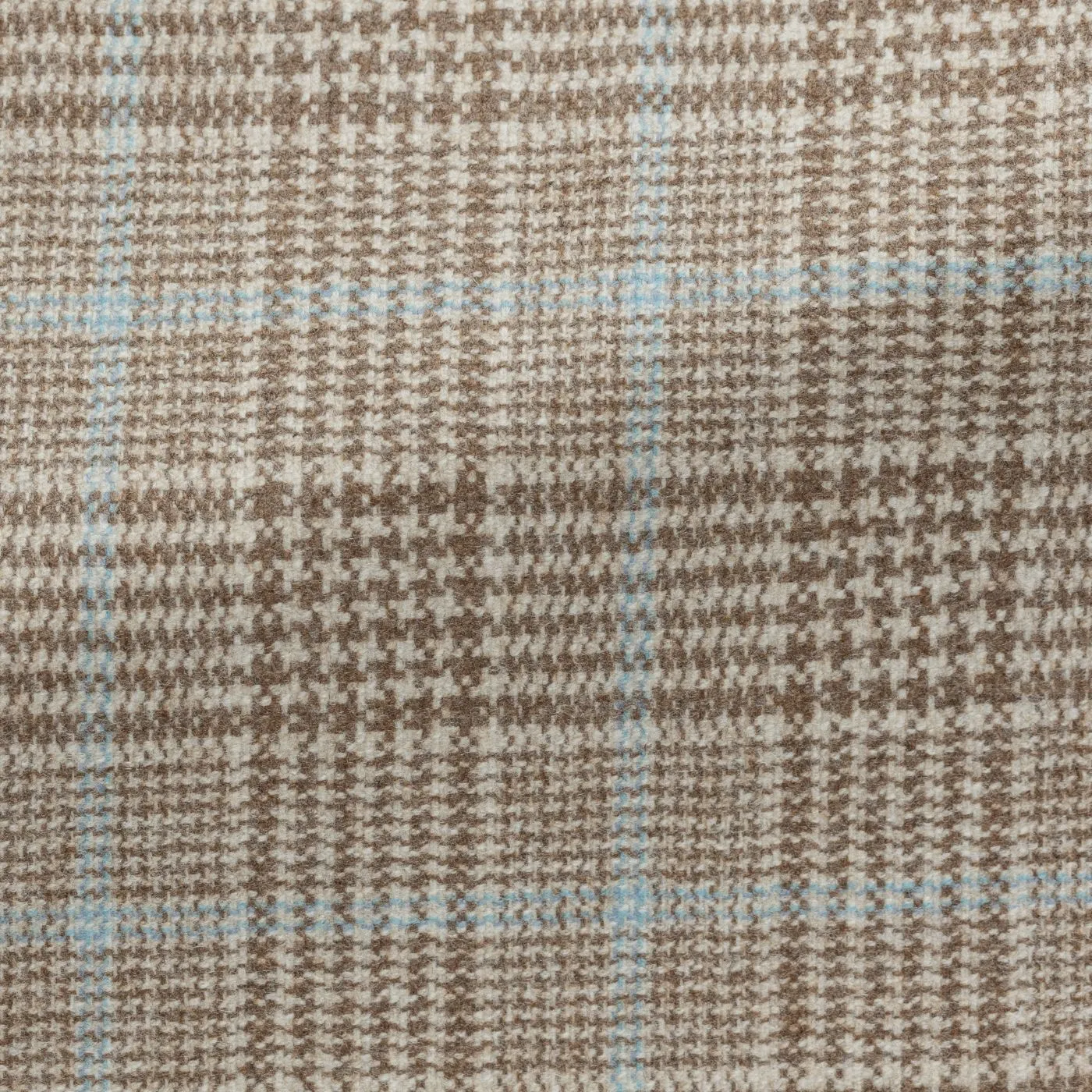 Loro Piana Wish Tan S170 Merino Wool & Cashmere Glencheck with Light Blue Overcheck