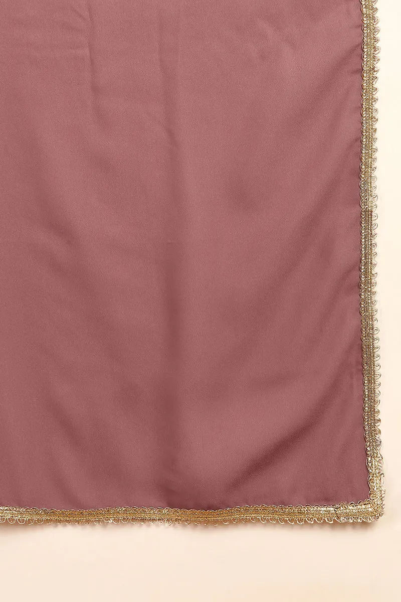 Mauve Georgette Solid Embroidered 3-Piece Kurta Set