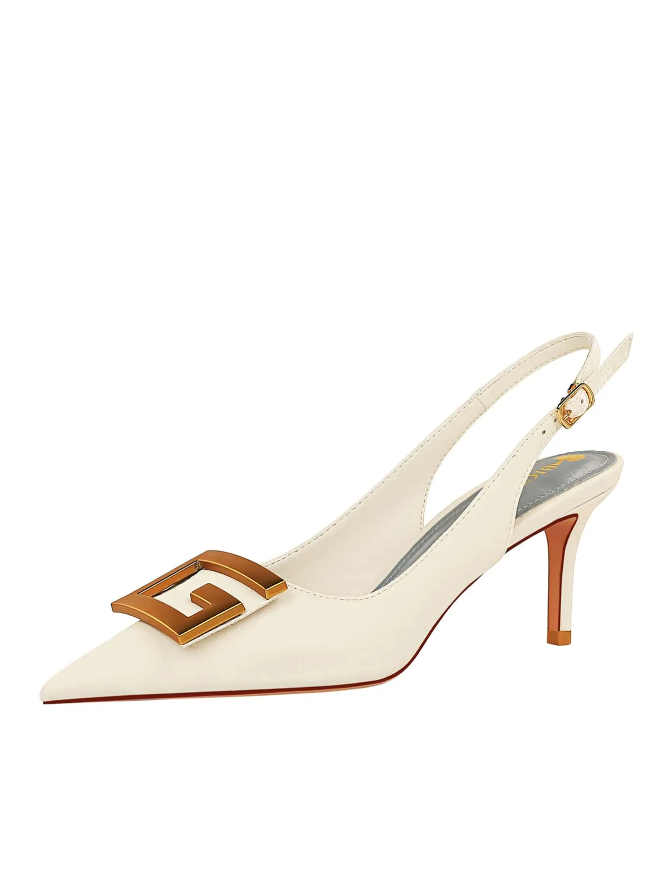 Metal Decor Stiletto Slingback Pumps
