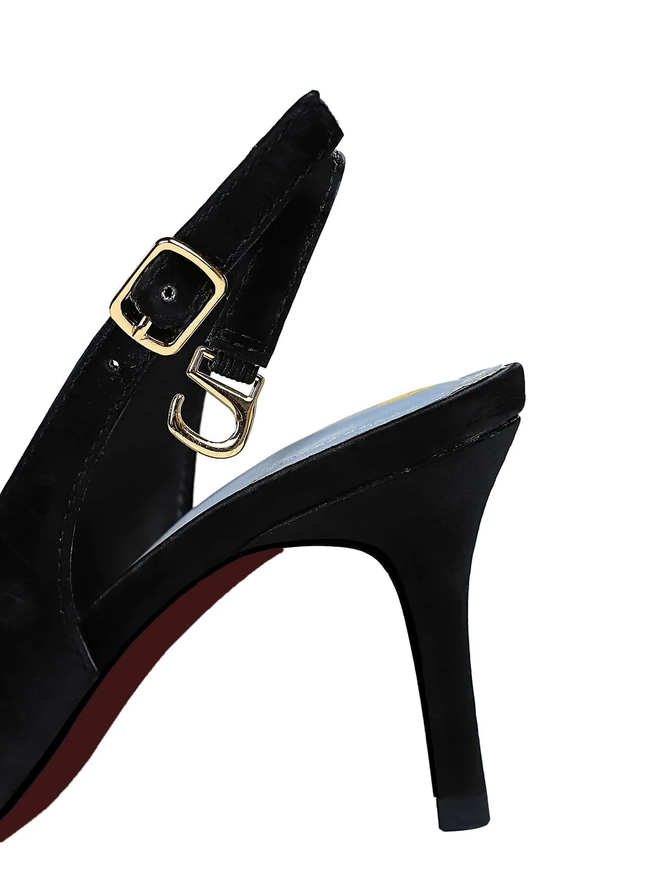 Metal Decor Stiletto Slingback Pumps