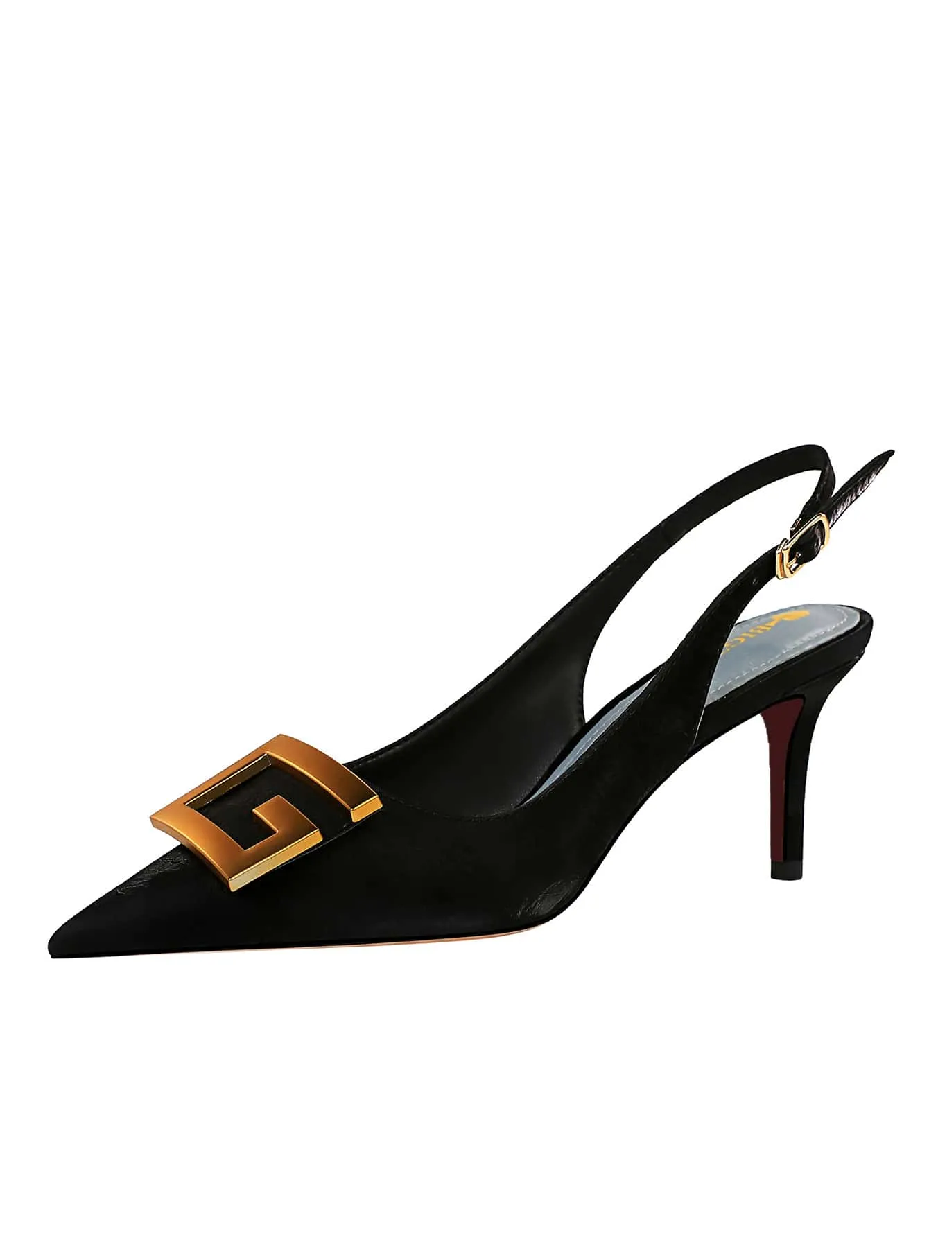 Metal Decor Stiletto Slingback Pumps