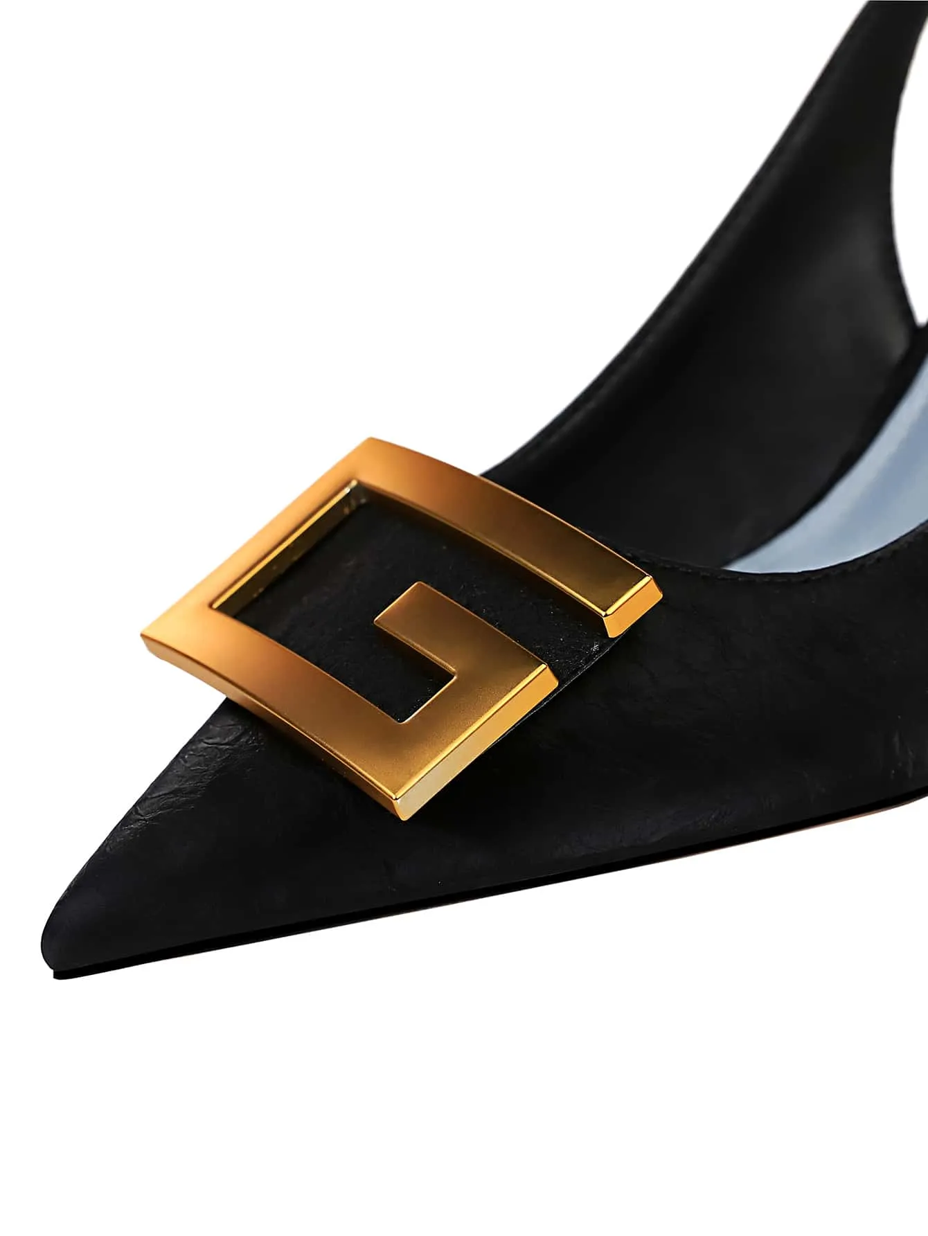 Metal Decor Stiletto Slingback Pumps