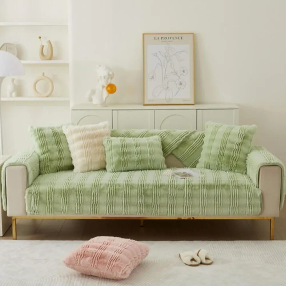 Modern Comfortable Faux Rabbit Fur Anti-Slip Couch Cover