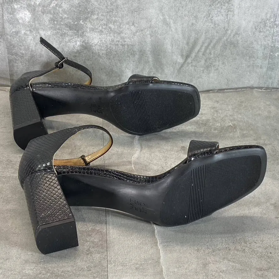 NATURALIZER Women's Black Snake Rayner Ankle-Strap Block-Heel Sandals SZ 11