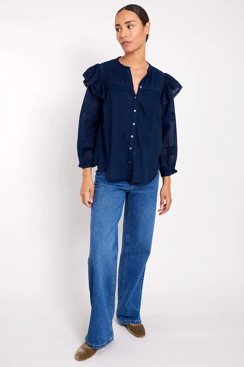 Niamh Broderie Organic Cotton Top