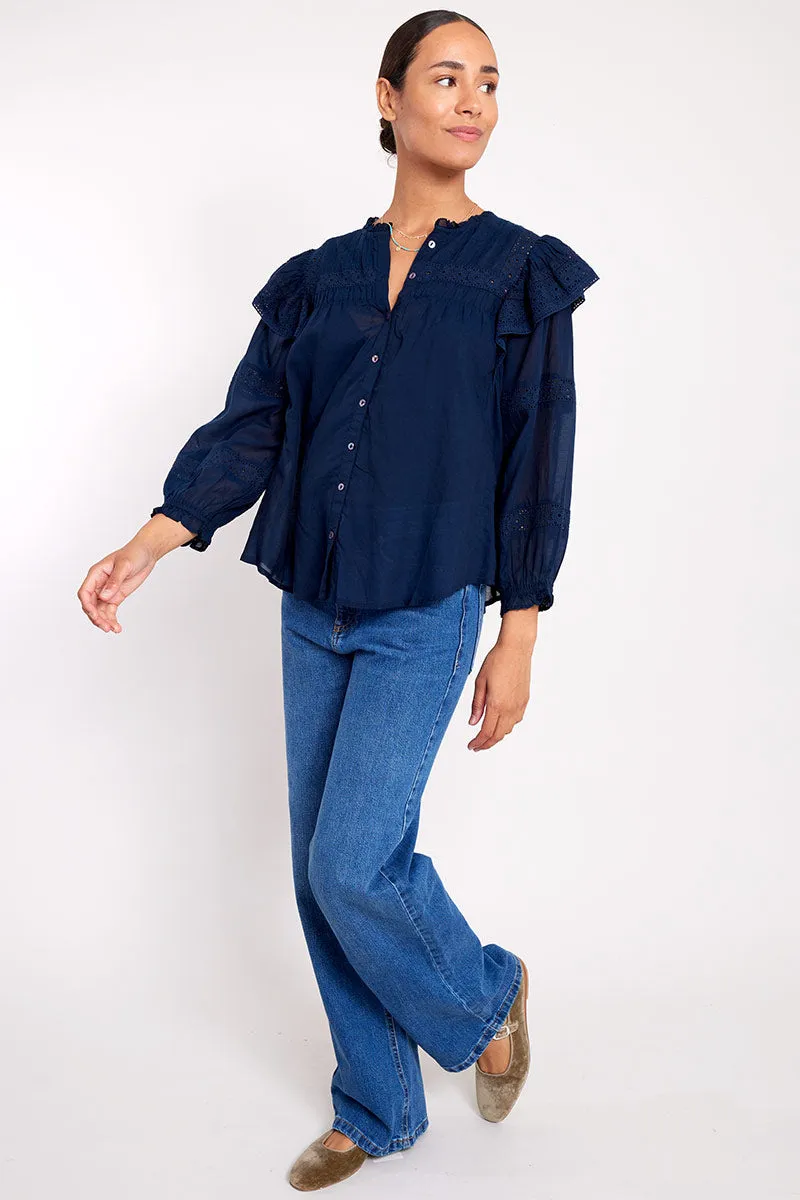 Niamh Broderie Organic Cotton Top
