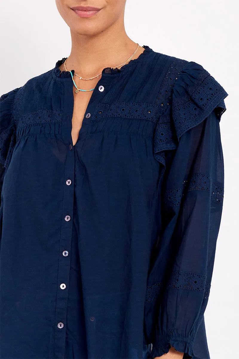 Niamh Broderie Organic Cotton Top