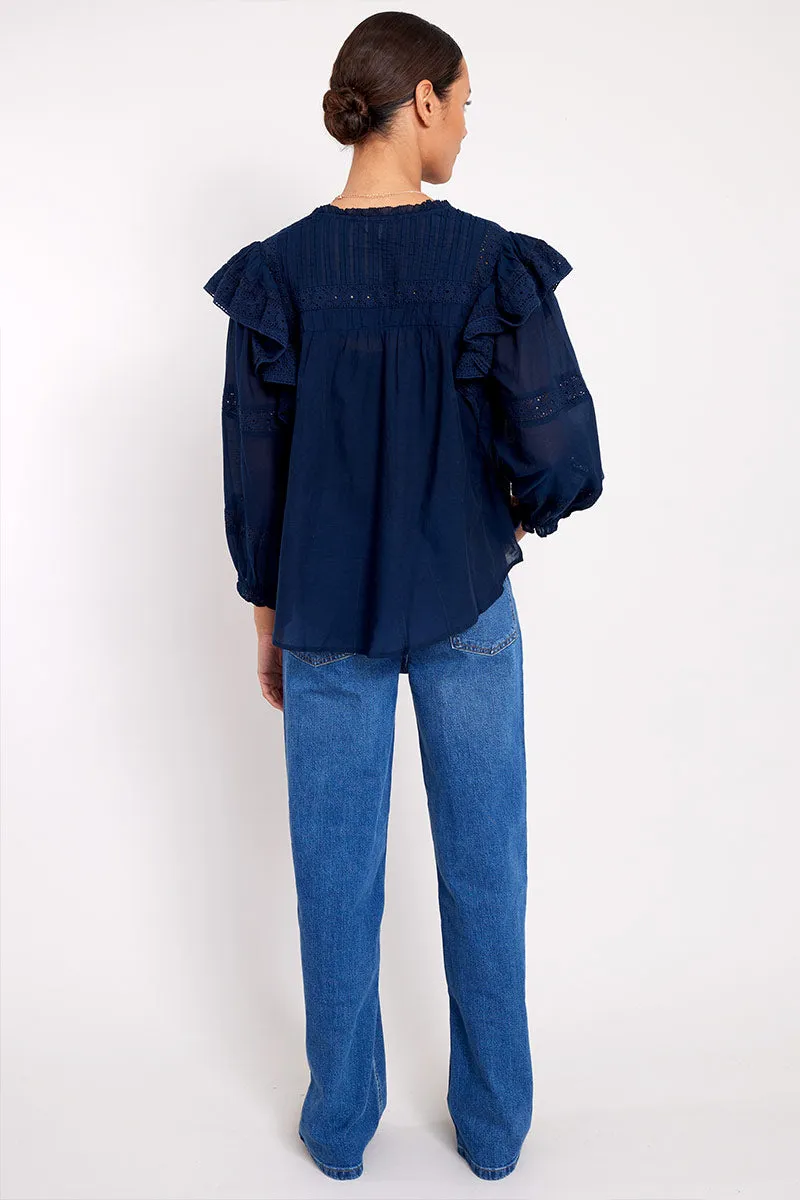 Niamh Broderie Organic Cotton Top