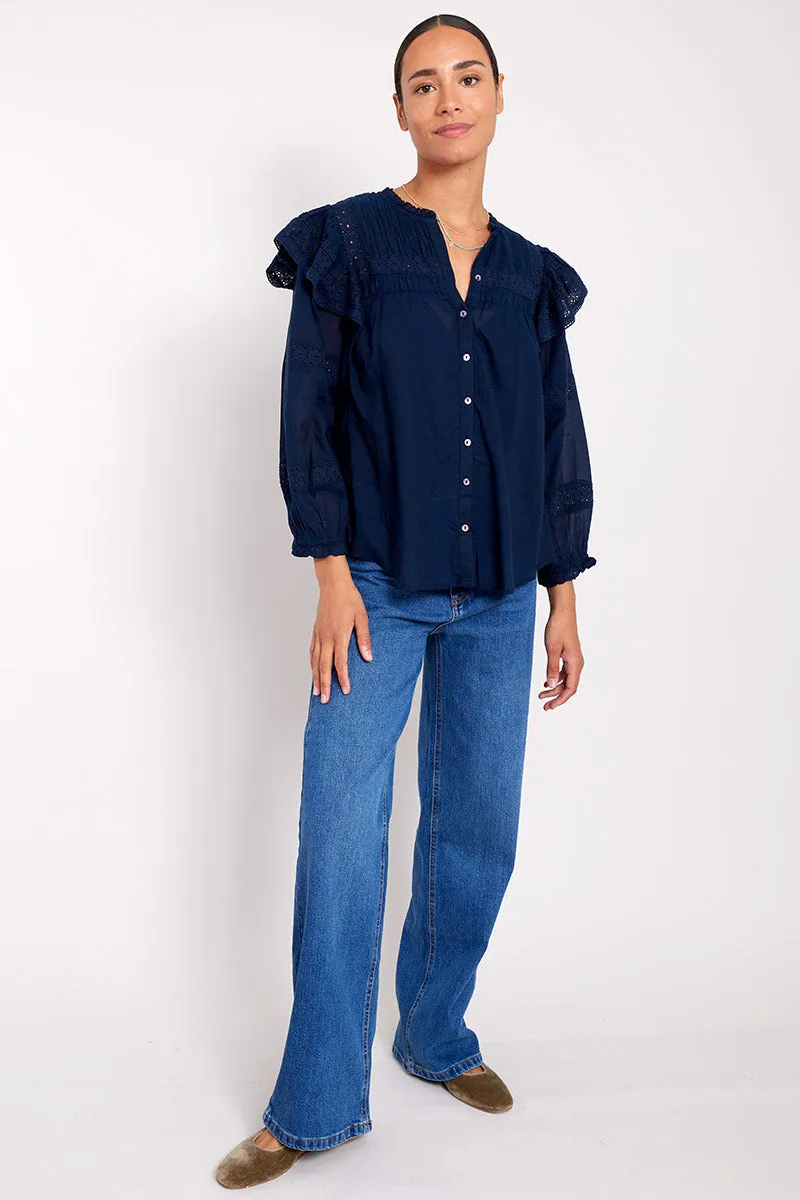Niamh Broderie Organic Cotton Top