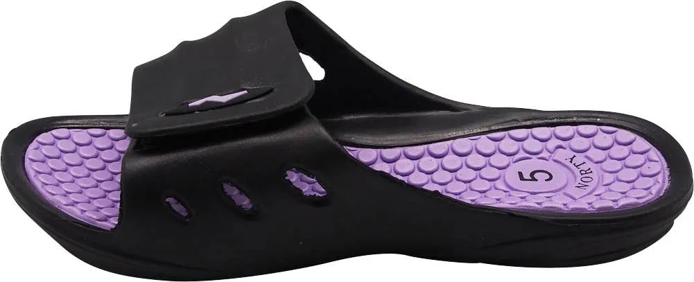 Norty WOMENS 5-10 ATHLEISURE SLIDE SANDAL PURPLE