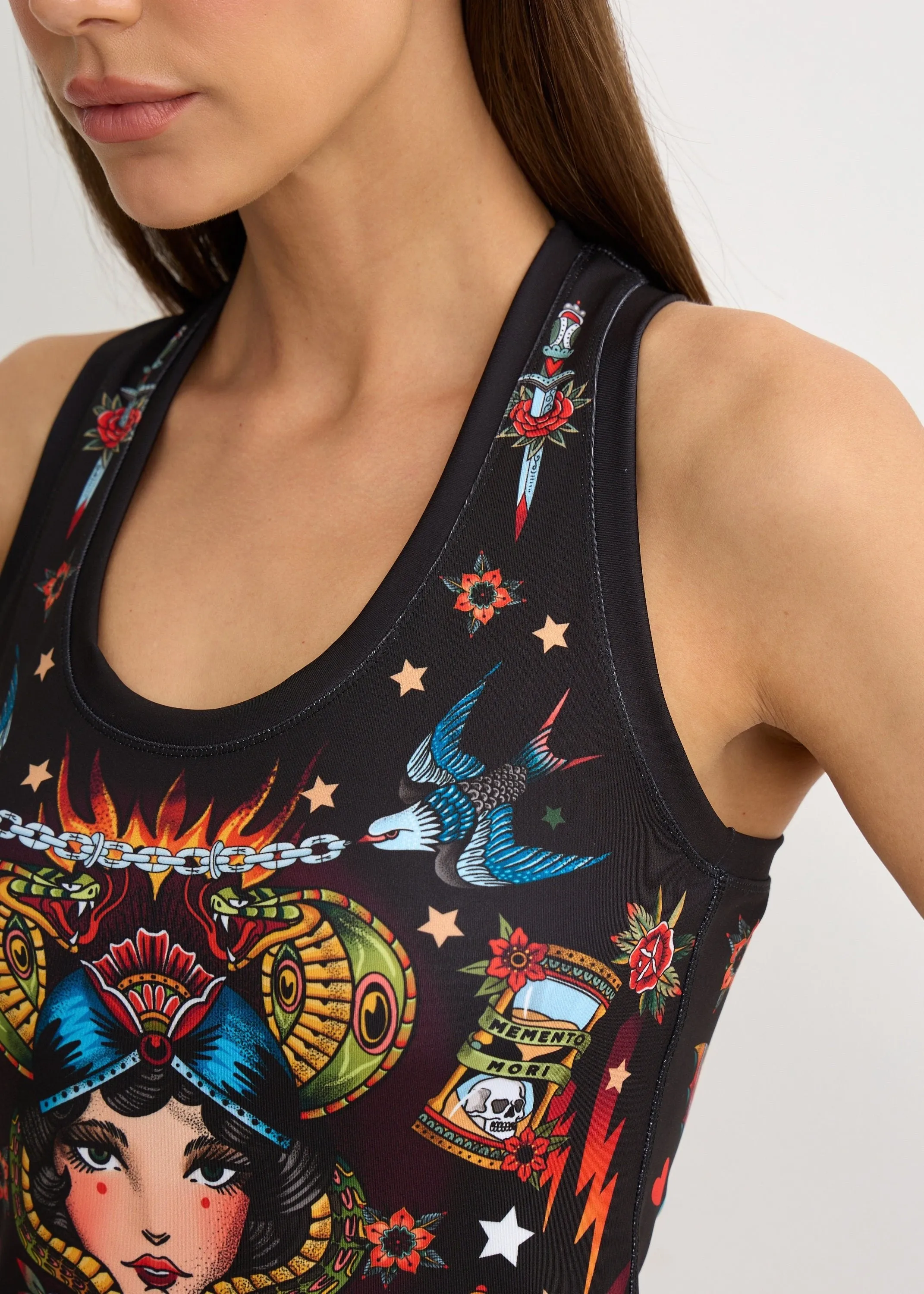 Old-School Print Tank Top for Women  Yoga, Fitness & Street Style