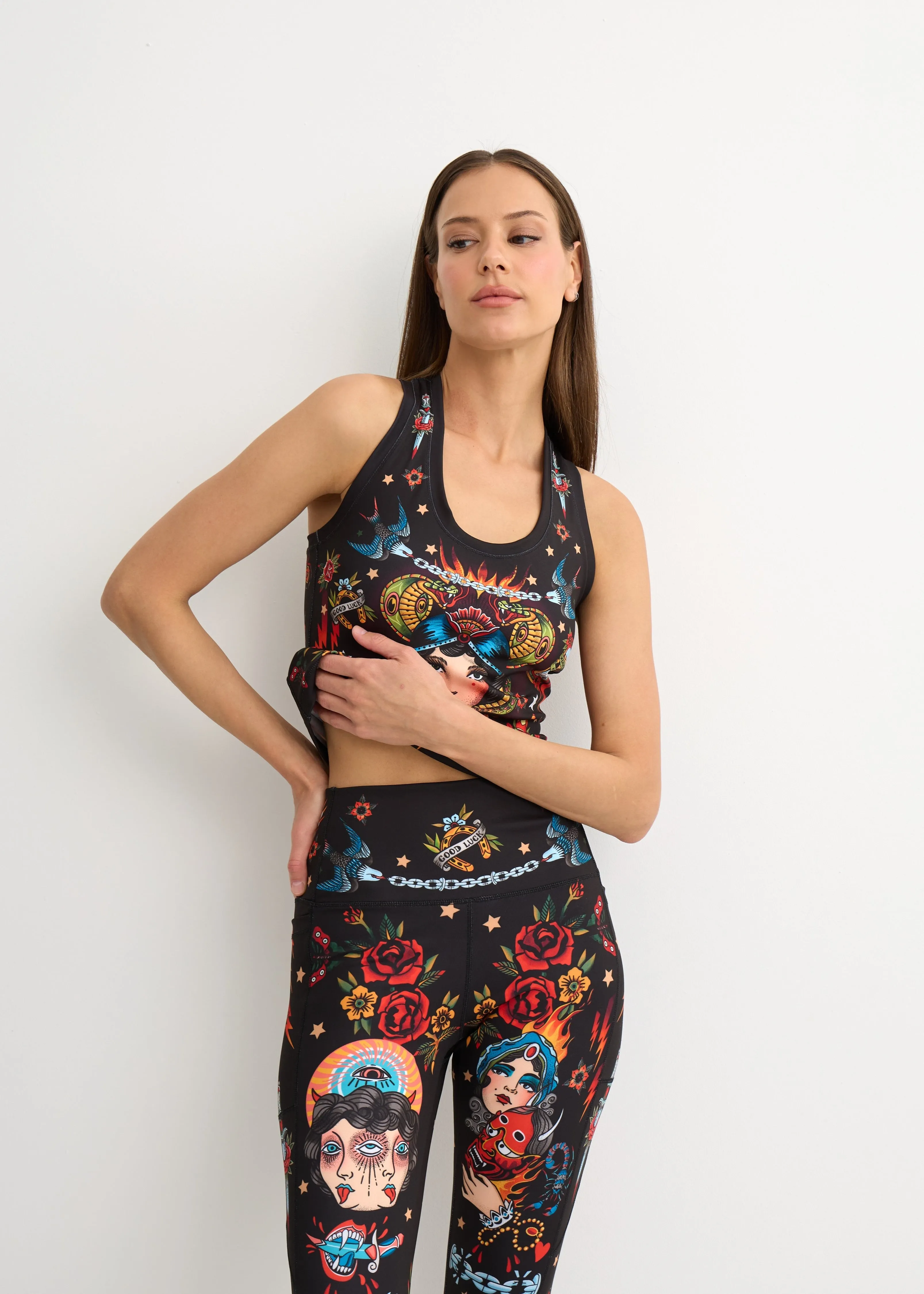 Old-School Print Tank Top for Women  Yoga, Fitness & Street Style