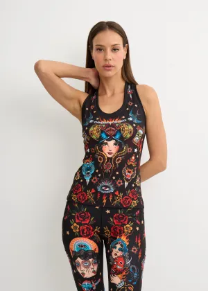 Old-School Print Tank Top for Women  Yoga, Fitness & Street Style