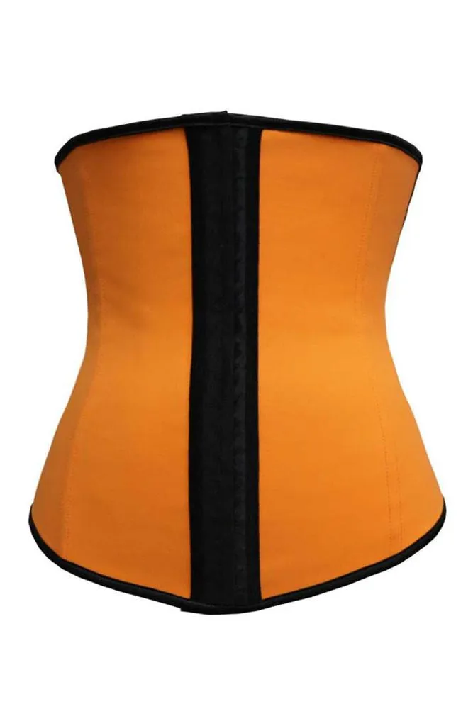 Orange Latex Steel Boned Under Bust Corset