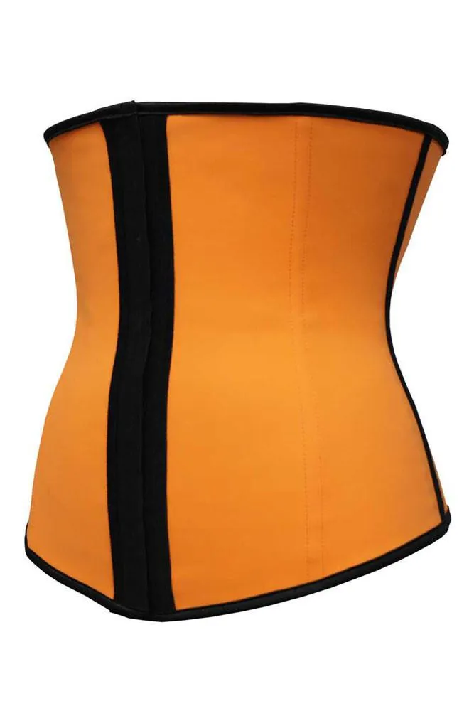Orange Latex Steel Boned Under Bust Corset